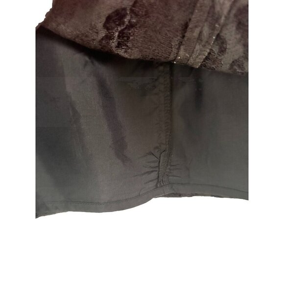 Willi Smith Women's A Line Mini Skirt Sz 8 Black Paisley Floral Velvet Like Goth - Picture 5 of 7